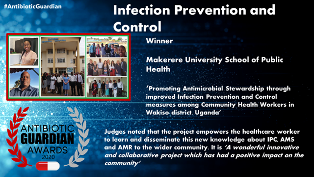 A display of MakSPH as a winner of the Infection Prevention and Control category 