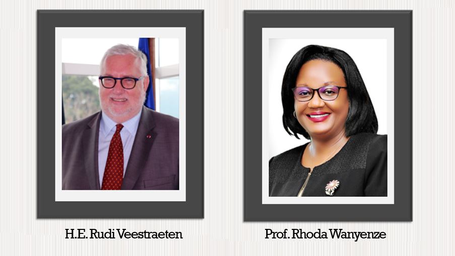 H.E Rudi Veestaeten, Ambassador Beligium in Uganda and Professor Rhoda Wanyenze, Dean Makerere School of Public Health