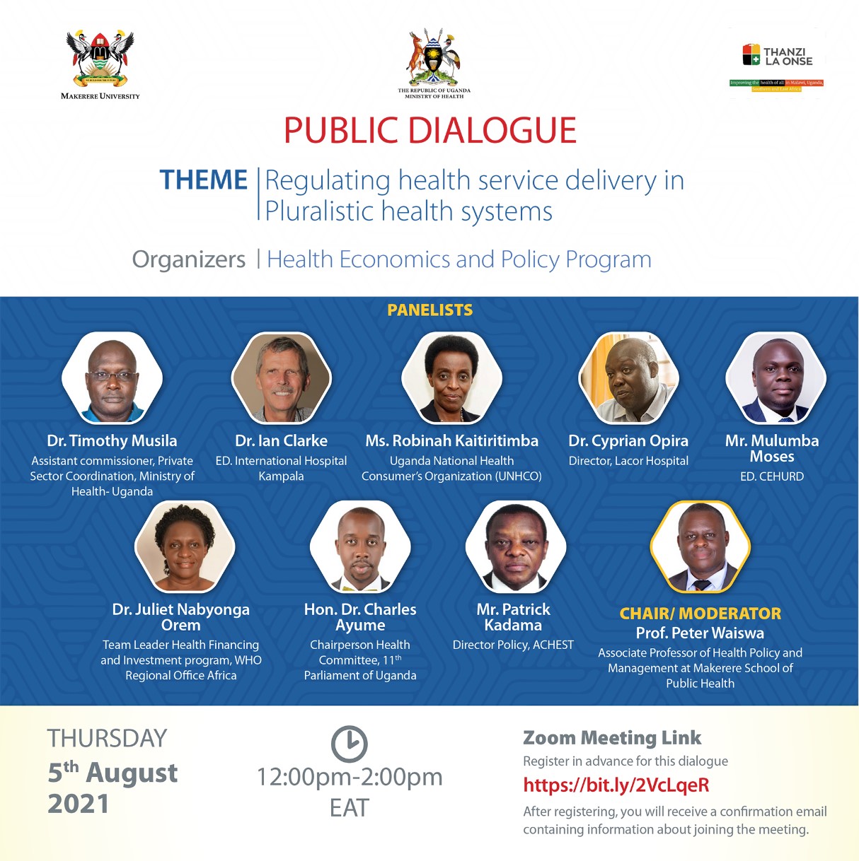 Poster, showing panellists who presented at the dialogue