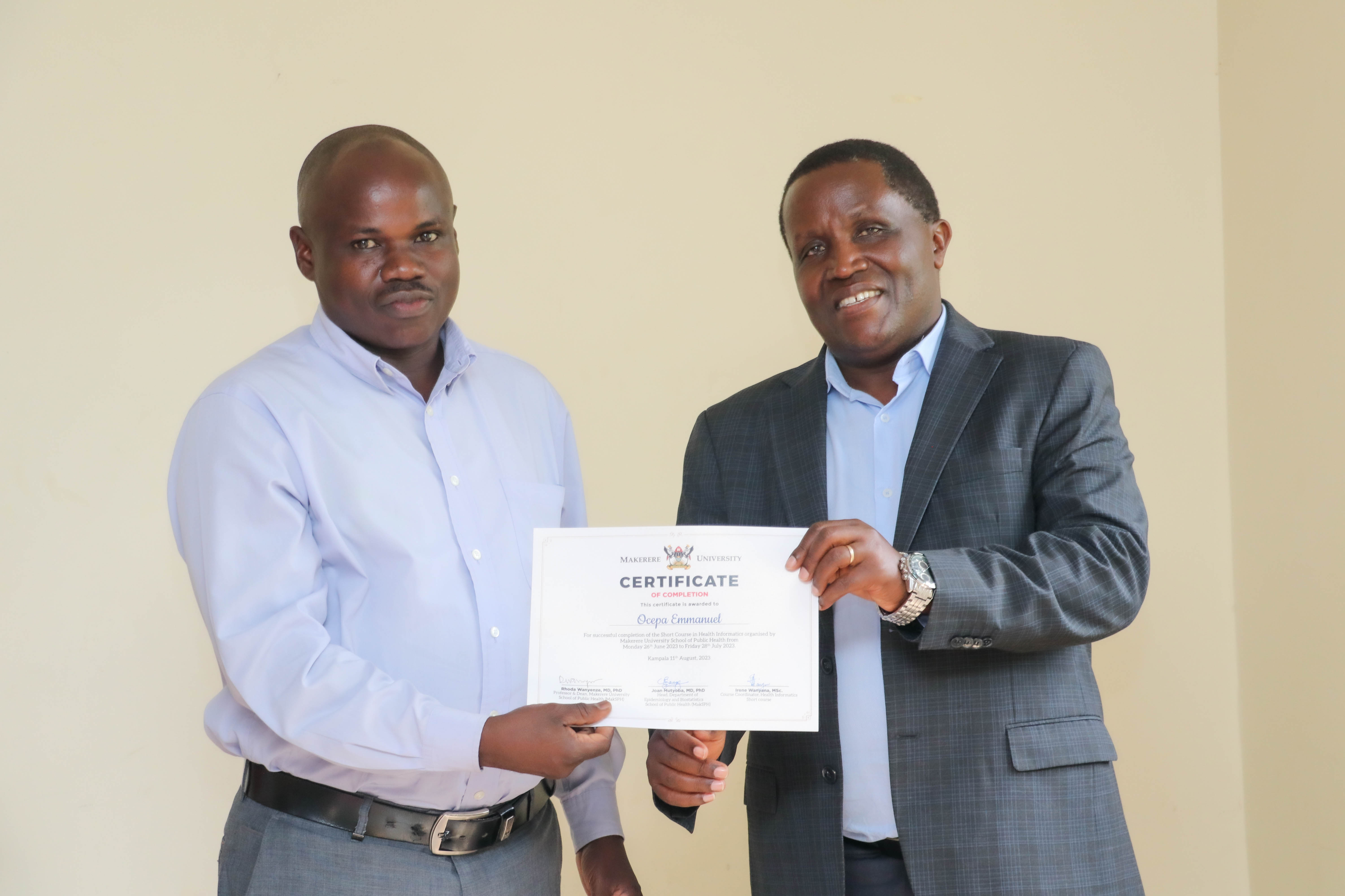 receives certificate
