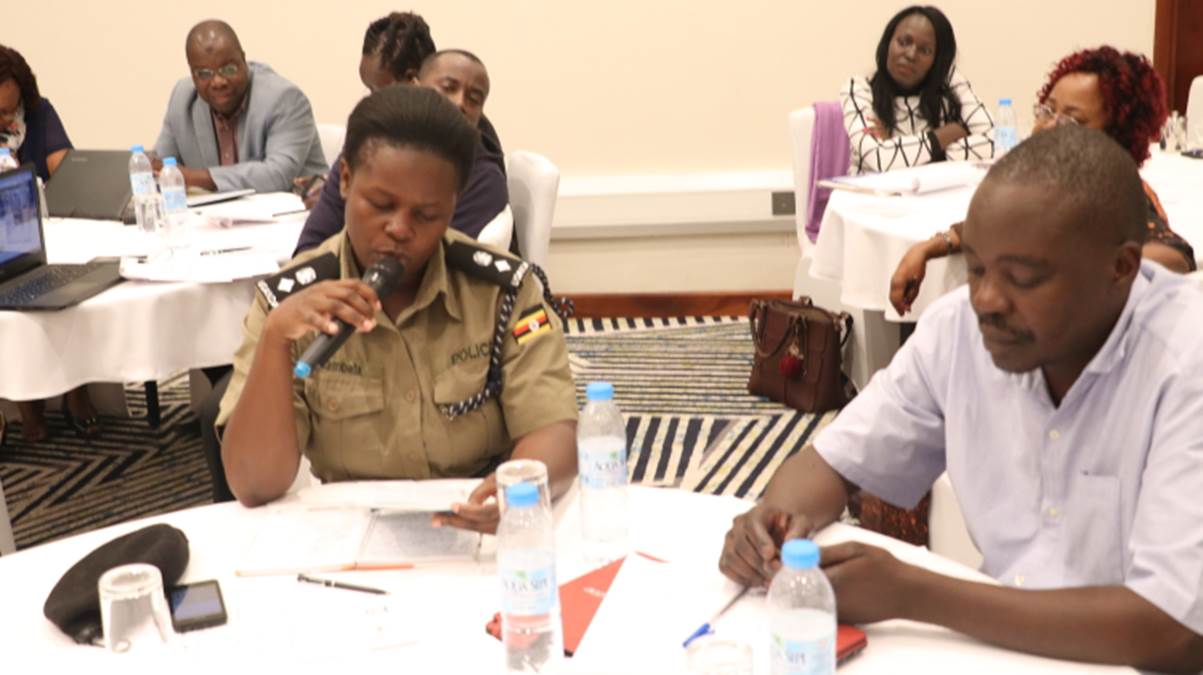 A member from the Uganda Police gives her contribution on how the organisation is fighting early marriages.