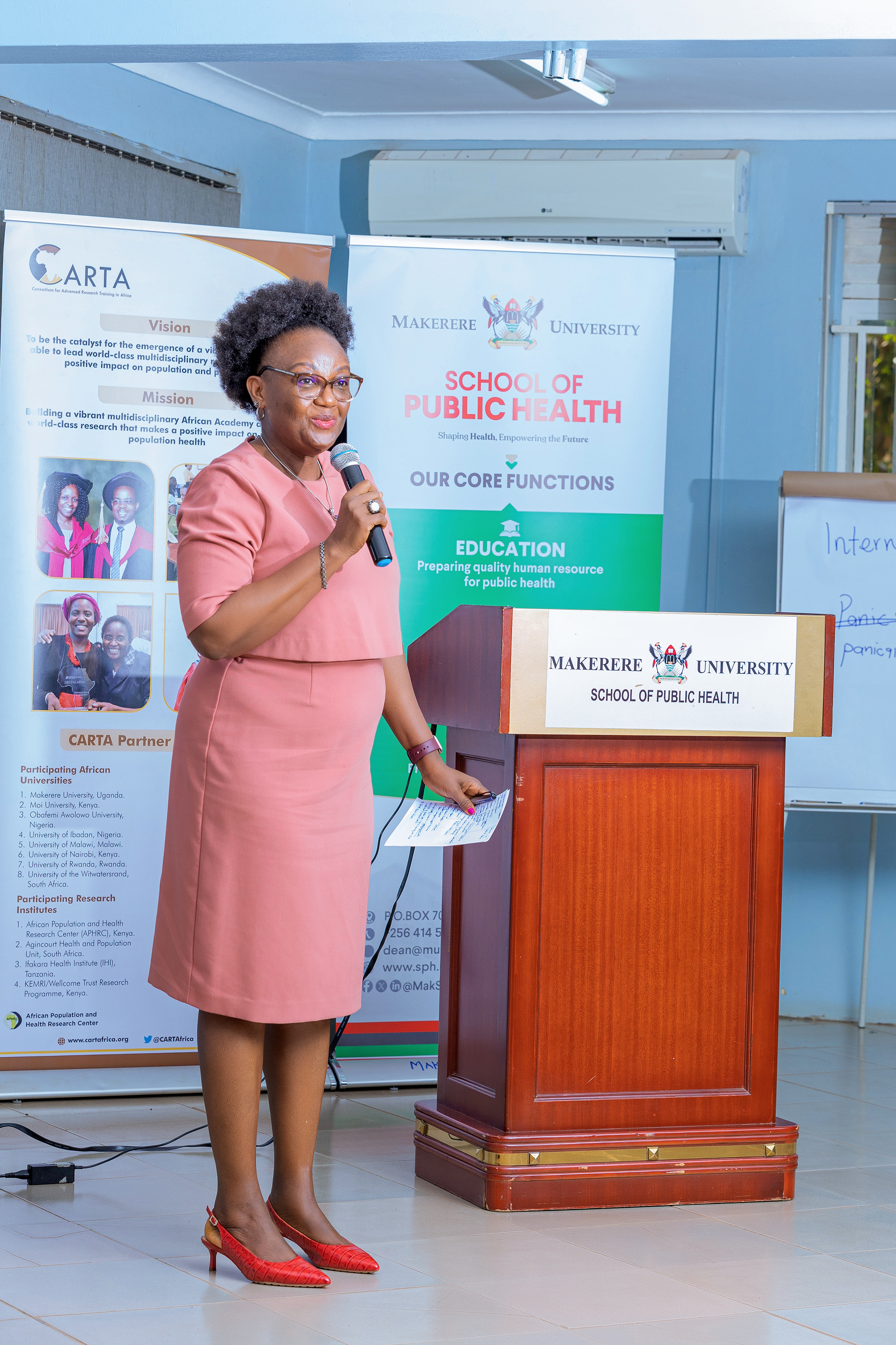 Prof. Rhoda Wanyenze encouraged the 11th Cohort of CARTA doctoral fellows to look beyond their PhD qualifications and impact people. 3rd March 2025.