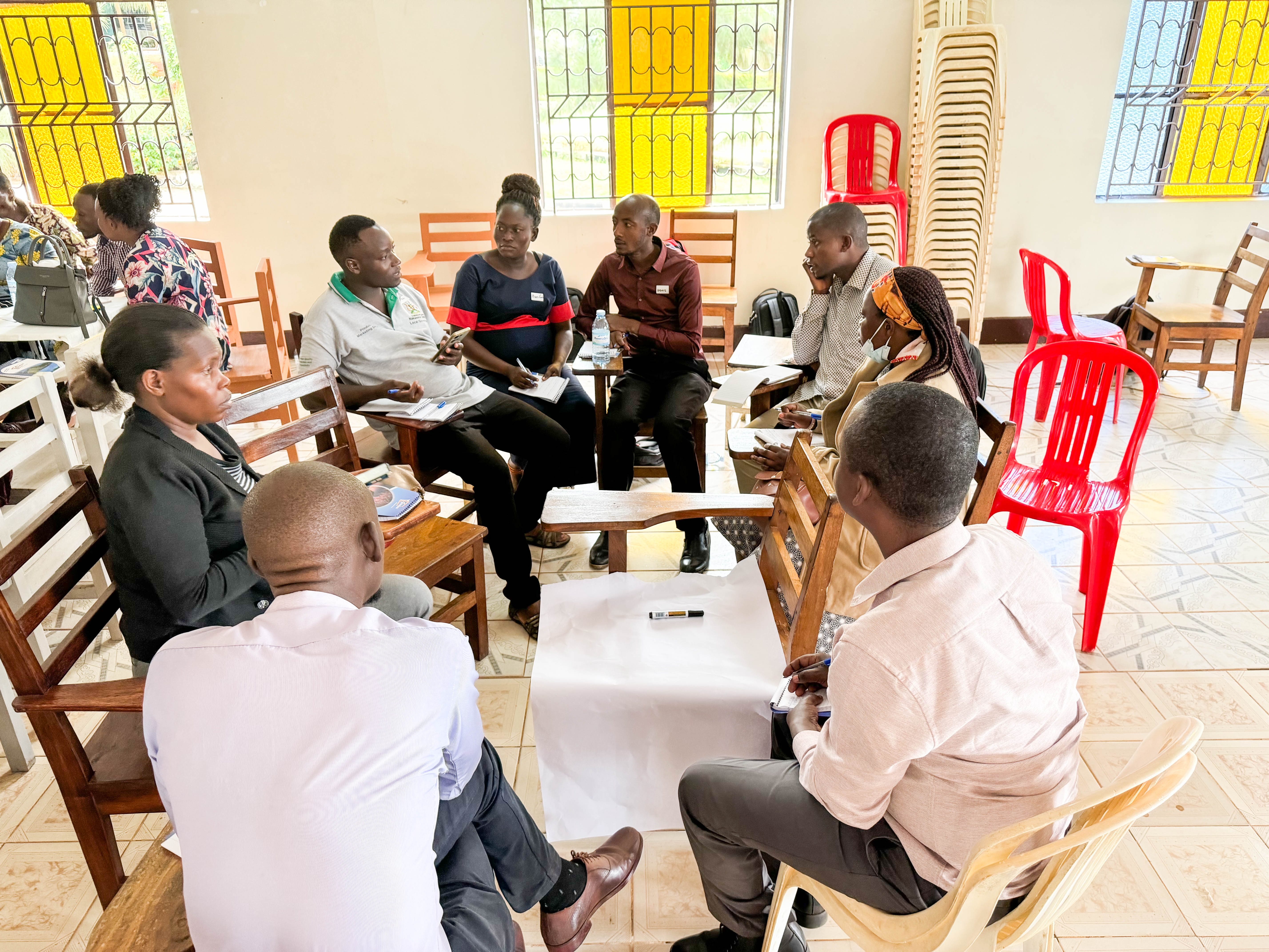 Group activity with participants during the workshop in Nakaseke district.