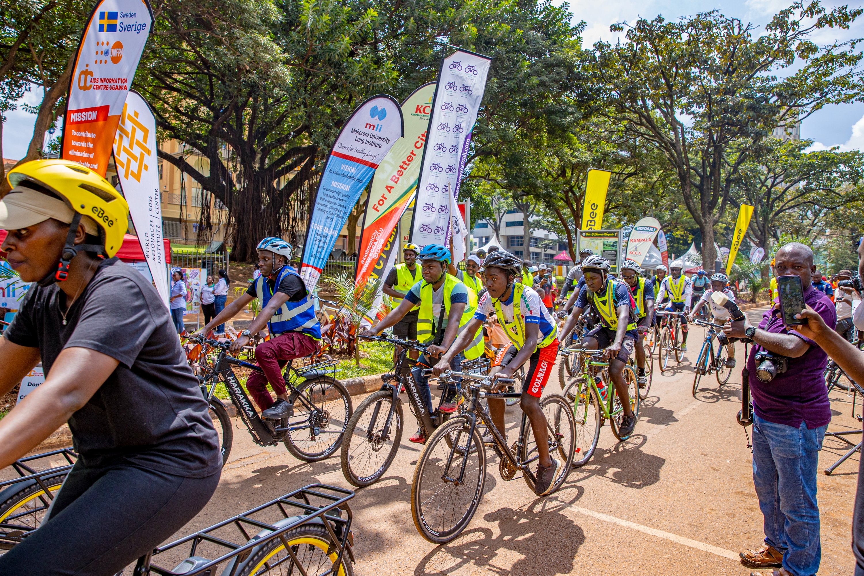 Participants cycling during the recent Kampala Car Free Day, 7th September, 2024.