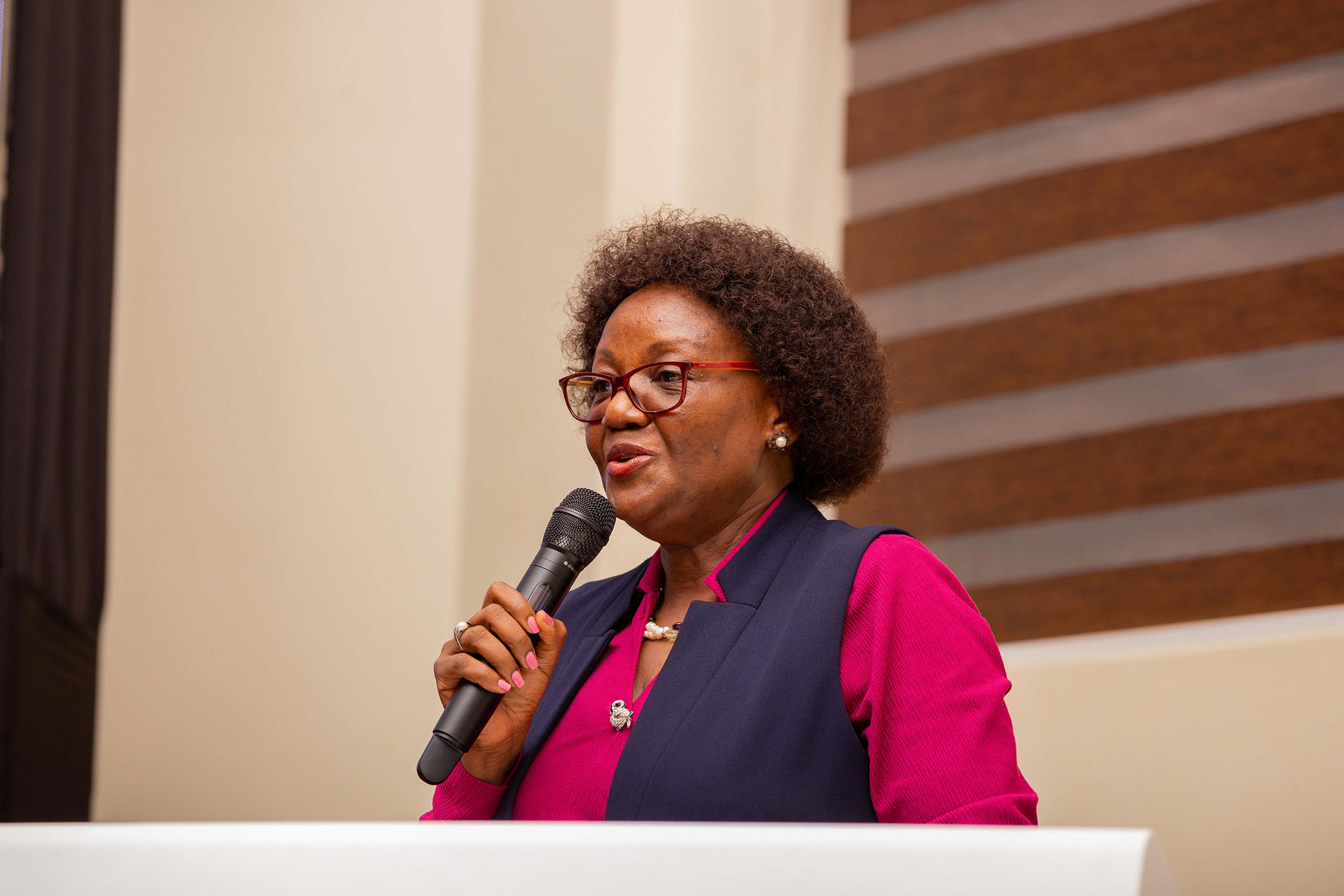 MakSPH Dean, Prof. Rhoda Wanyenze speaking to students during the MakSPH Career Guidance Session, 4th Oct 2024.