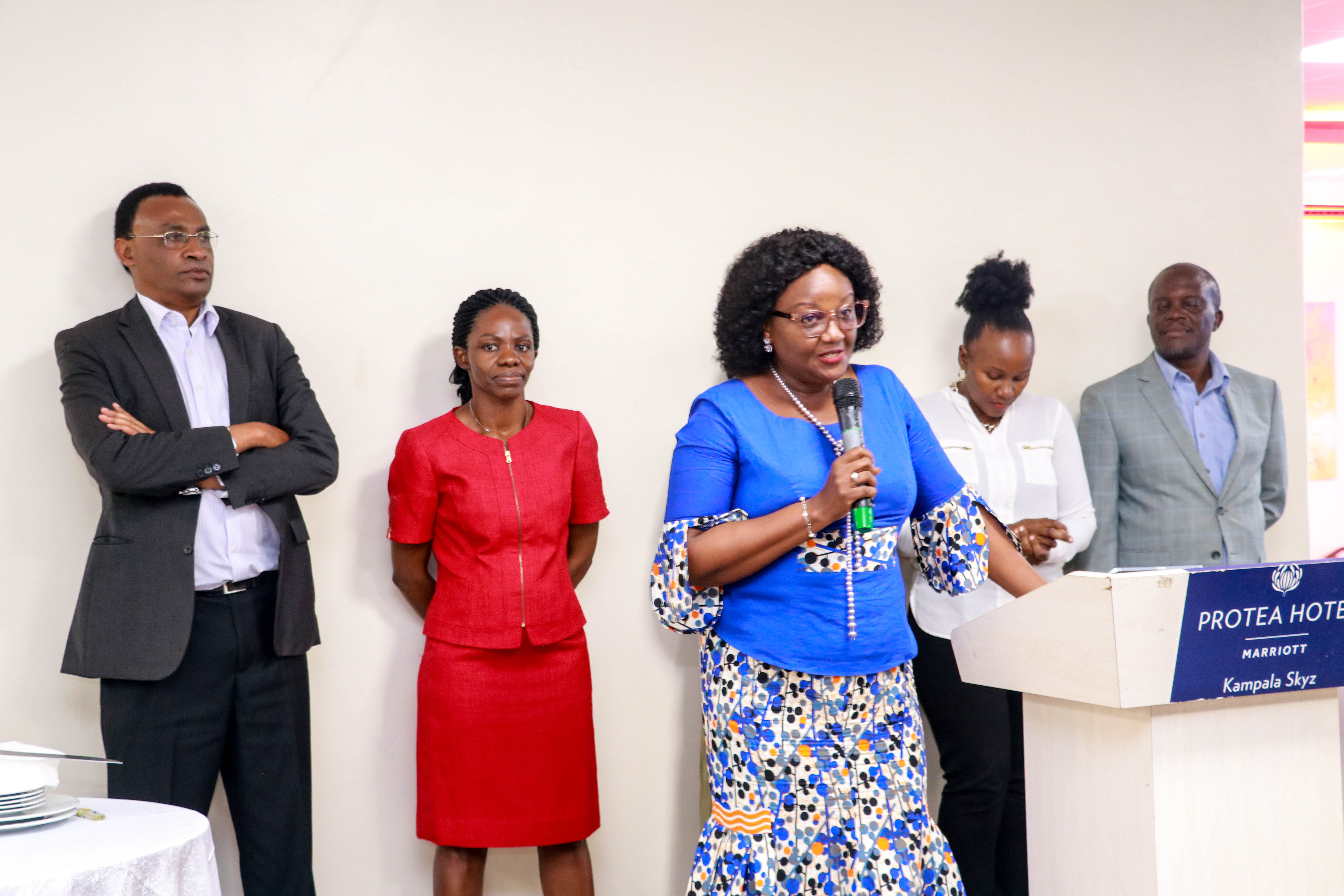 Dean, Prof. Rhoda Wanyenze speaking at the ceremony on Tuesday