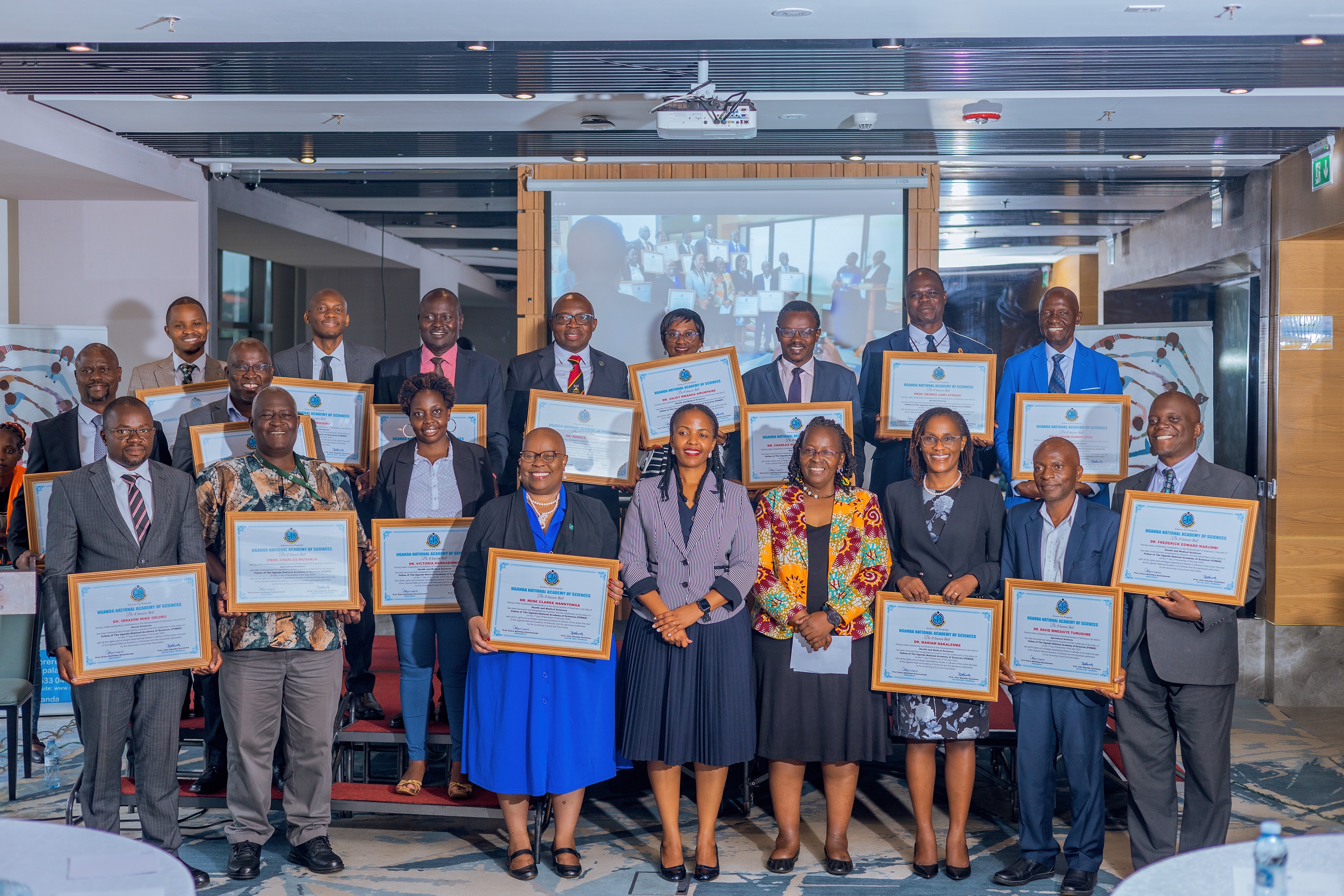 The 2024 Fellos of the Uganda National Academy of Sciences (UNAS) shortly after induction.