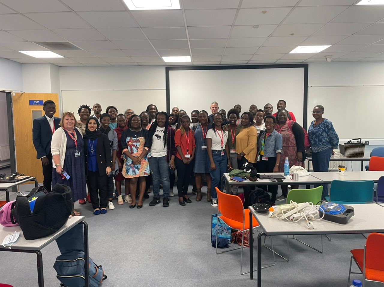 A team of Makerere students together with Kenyan students after a successful writing retreat at Brackenhurst campus at Nottingham Trent University.