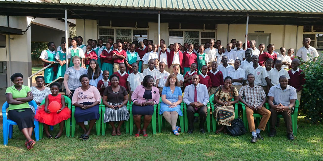 A group photo at St. Theresa primary school in Entebbe following an introduction to AMR